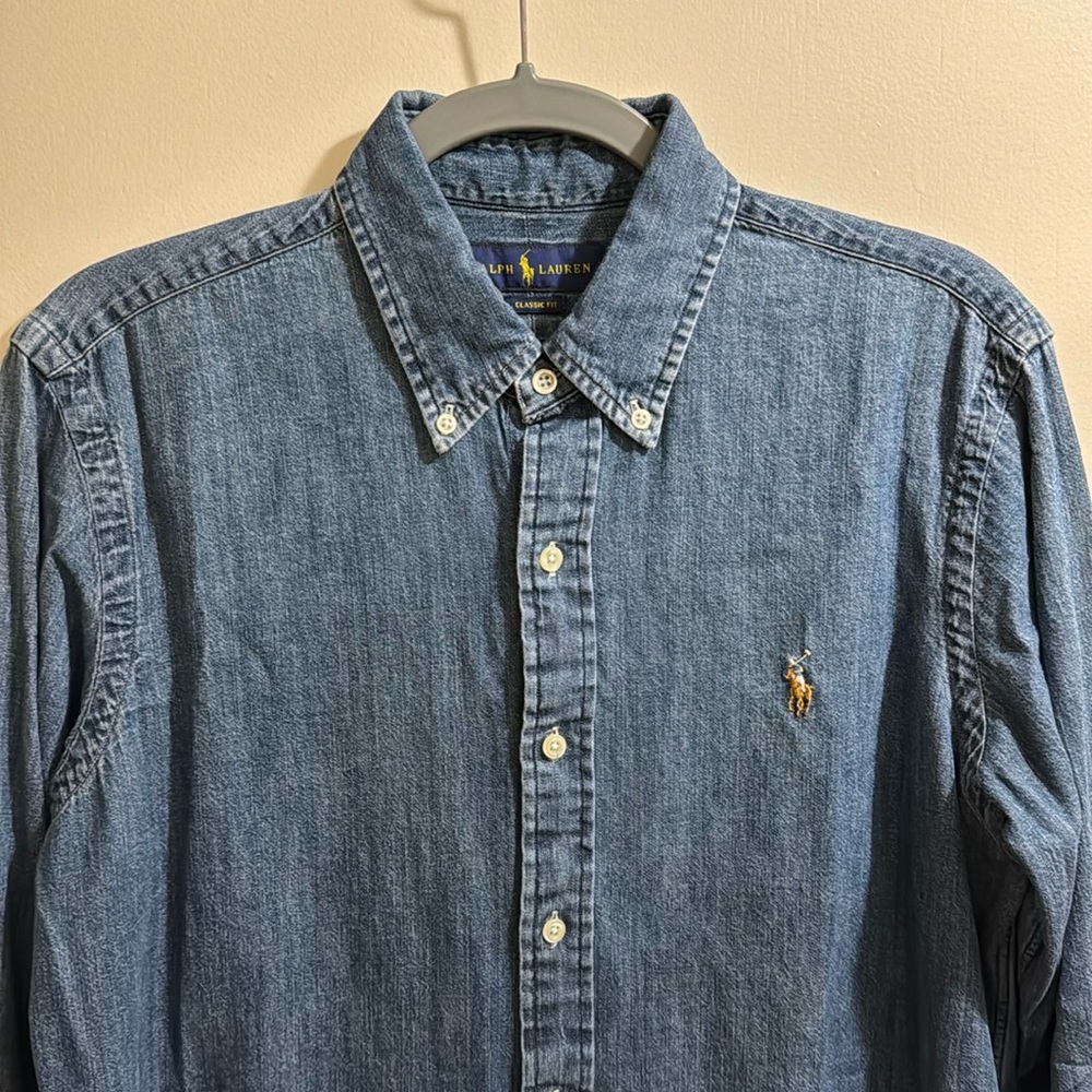 Men’s denim Ralph Lauren button down shirt